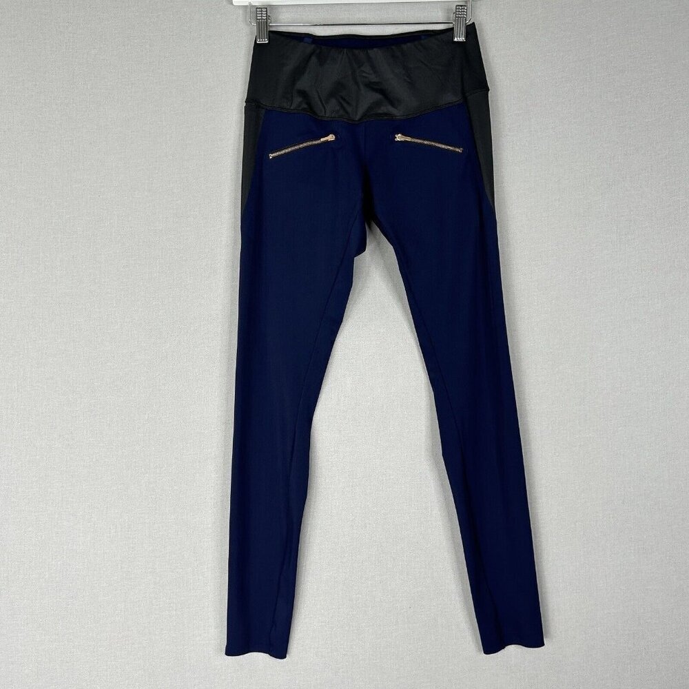Aday Womens Leggings Extra Small Blue Throw And Roll Wet Look Work Performance‎